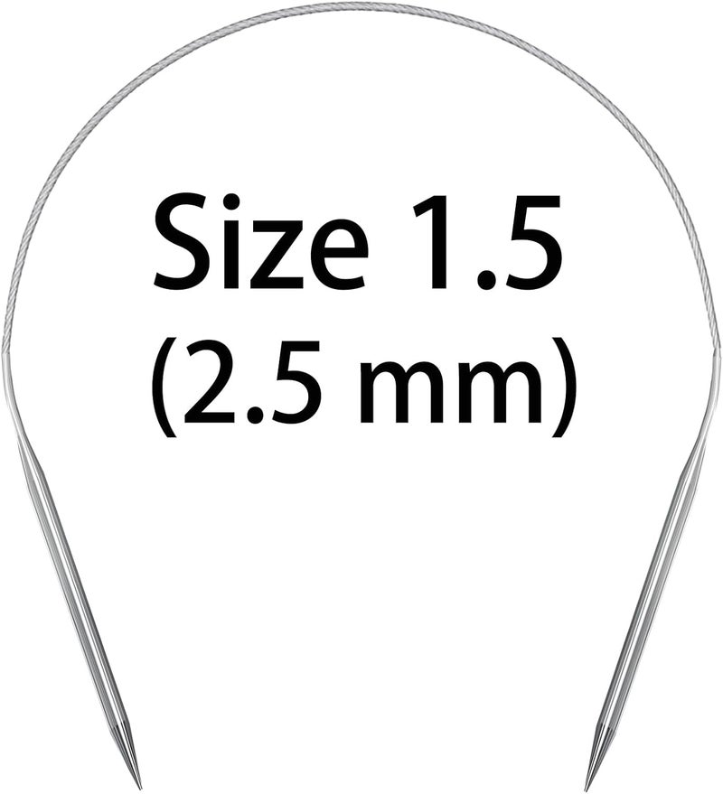 Aolfior Stainless Steel Circular Knitting Needles Size 1.5 16 Inch 2.5 mm Set Round Metal (Silver, 16 inch-1.5-(2.5mm)) Suitable for Beginners and Experienced Knitters Alike. - Image 3